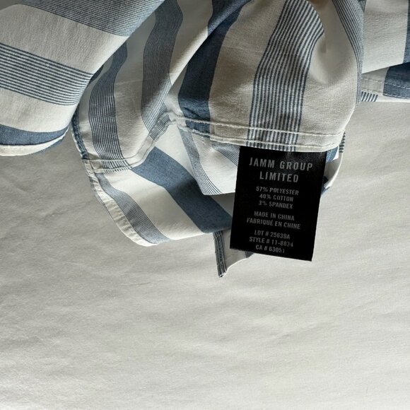 Julian & Mark Striped Button-Up Shirt Mens XL Short Sleeve Collared Blue White - Picture 11 of 11